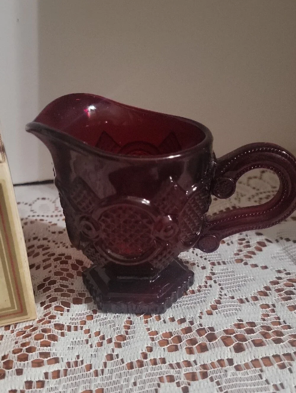 Avon Cape Cod Collection Deep Ruby Red Creamer & Sugar Bowl